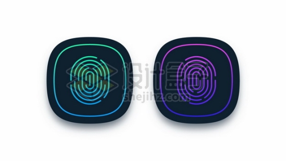 蓝色和紫色指纹识别图标圆角按钮222899图片素材