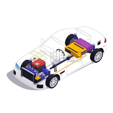 2.5D风格增程式电动车混动车内部结构示意图3602962矢量图片免抠素材