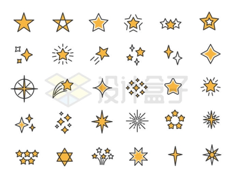 30款黄色五角星小星星图案5074959矢量图片免抠素材
