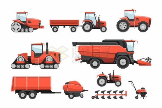 各种卡车收割机农用机械7856116矢量图片免抠素材