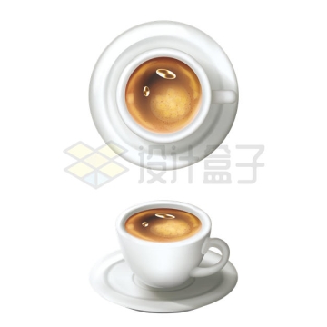 2个不同角度充满泡沫的卡布奇诺咖啡杯子2537110矢量图片免抠素材