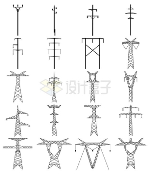 20款电线杆高压输电铁塔3967799矢量图片免抠素材