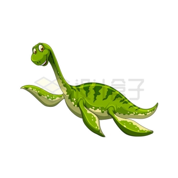 一只绿色的卡通蛇颈龙海洋爬行动物5852840矢量图片免抠素材