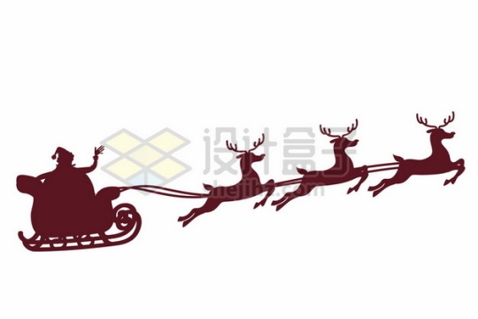 圣诞节驯鹿拉着圣诞车和圣诞老人544738图片免抠矢量素材