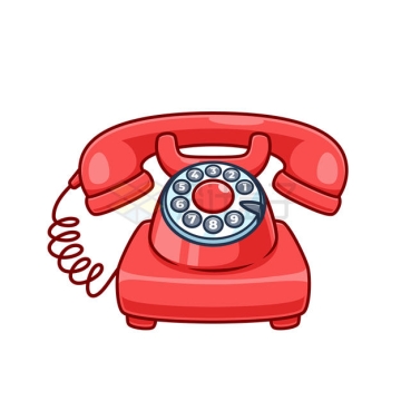 一台红色的复古卡通电话机4461755矢量图片免抠素材