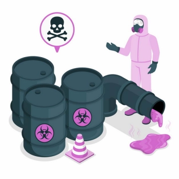 身穿防护服的工作人员和铁桶中的有毒物质4023322png图片免抠素材