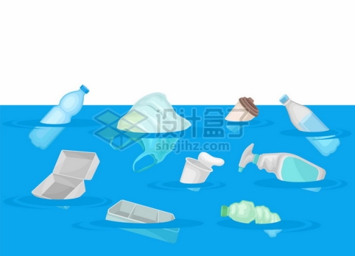 蓝色海洋上的塑料垃圾污染612986png矢量图片素材