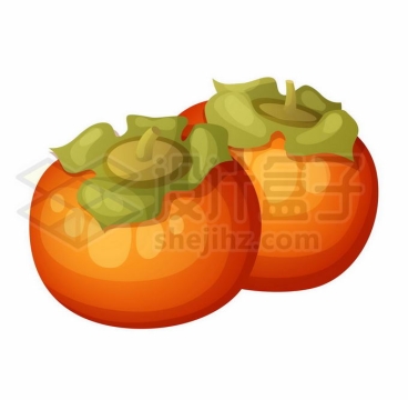 2颗柿子美味水果3357844矢量图片免抠素材