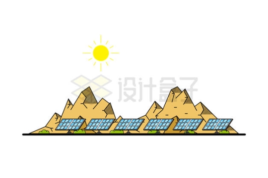 卡通风格太阳能电池板阵列插画6355868矢量图片免抠素材