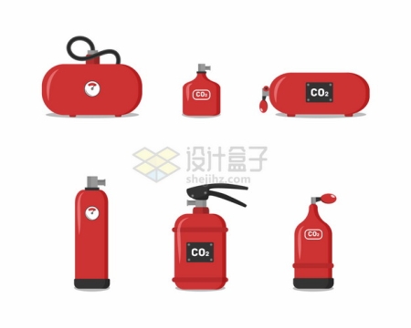 各种红色的二氧化碳气罐煤气罐等气体罐子116117png图片素材