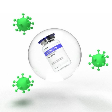 在气泡中的新冠疫苗西林瓶抵挡绿色新冠病毒6527914免抠图片素材