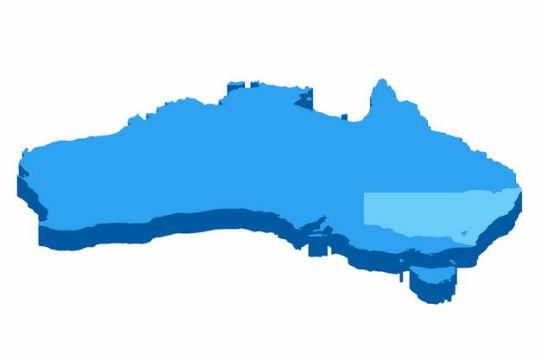 蓝色带阴影3D立体澳大利亚地图5664401png图片免抠素材