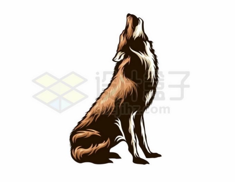 仰天长啸的野狼正在狼嚎动物插画1822953矢量图片免抠素材