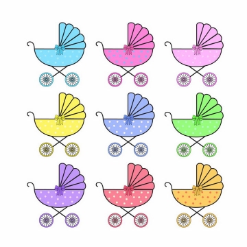 9款彩色婴儿车png图片免抠素材