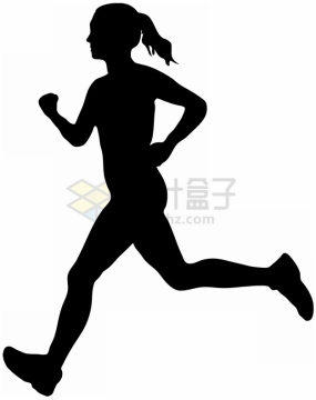 跑步的女人健身锻炼剪影png图片素材