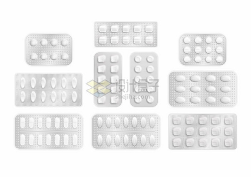 10种规格的板载铝箔包装药片药物887429png图片素材