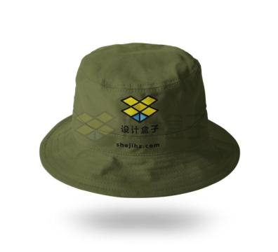 绿色的渔夫帽休闲帽子品牌logo样机正面图9836506PSD免抠图片素材