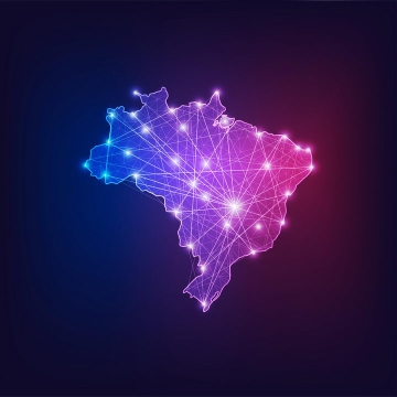 点线组成的绚丽发光巴西地图图片免抠素材