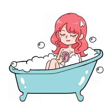 卡通美女正在浴缸中洗澡481776png图片素材