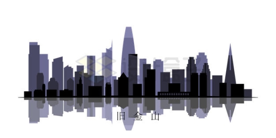 旧金山建筑物城市地平线剪影6389242矢量图片免抠素材