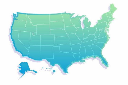 绿色带阴影3D立体美国地图4329513png图片免抠素材